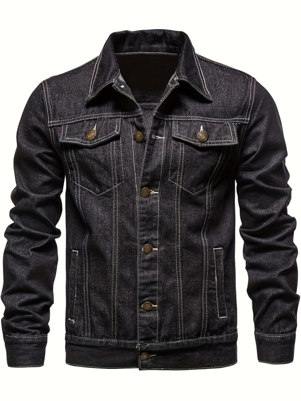 Men'S Casual Faux Denim Jacket