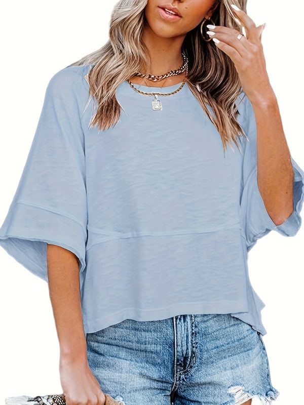 Women's Soft Pink Crew Neck T-Shirt