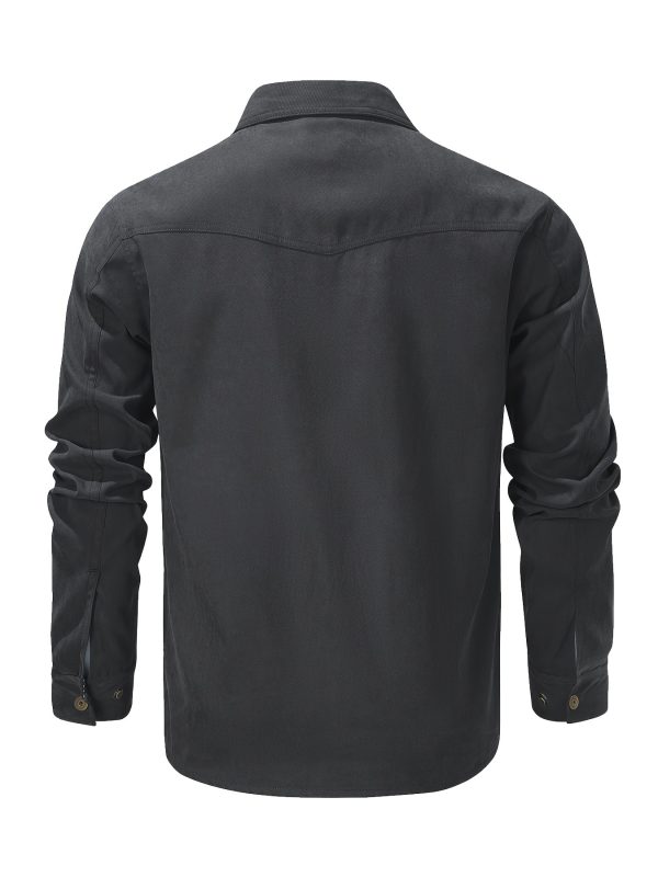 Men'S Fashion Casual Solid Color Plaid Cargo Jacket - Image 9