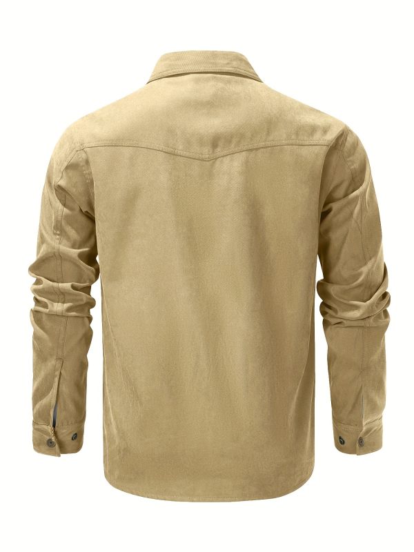 Men'S Fashion Casual Solid Color Plaid Cargo Jacket - Image 10