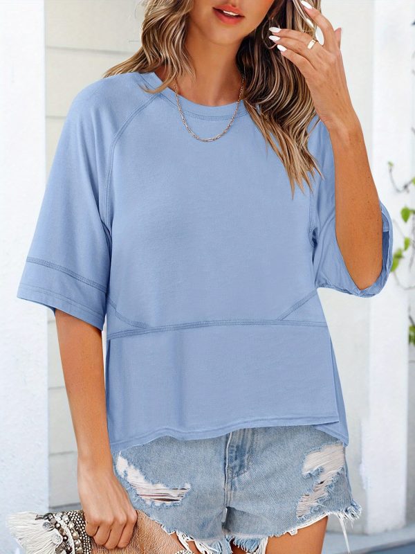 Women's Soft Pink Crew Neck T-Shirt - Image 4