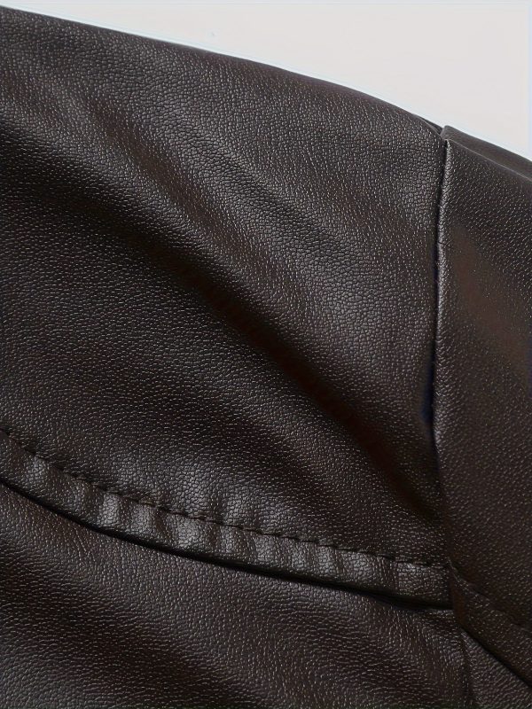 Men's Classic Stand Collar PU Faux-PU Leather - Image 7