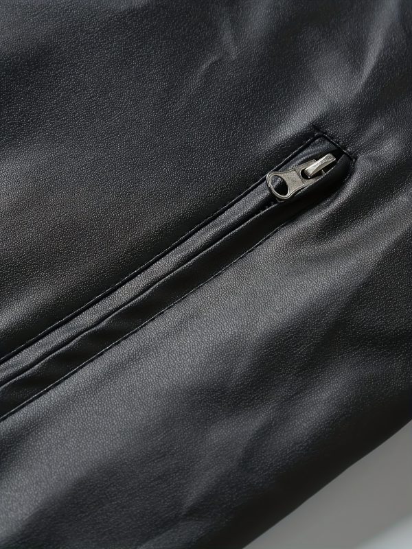 Men's Classic Stand Collar PU Faux-PU Leather - Image 10