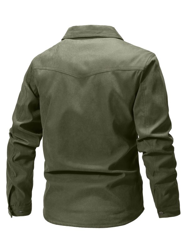 Men'S Fashion Casual Solid Color Plaid Cargo Jacket - Image 7