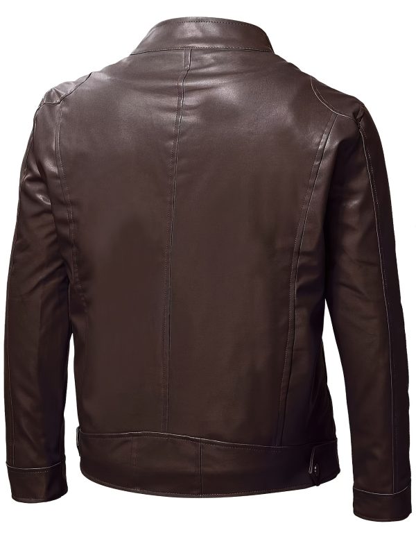 Men's Classic Stand Collar PU Faux-PU Leather - Image 3