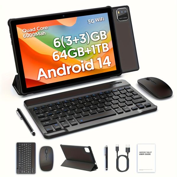 2-in-1 Android 14 Tablet | 10 Inch Tablet (3+3)GB RAM 64GB ROM 1TB Expand
